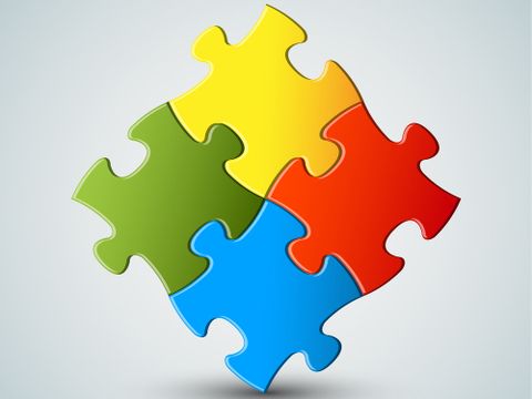 Puzzleteile vier Farben