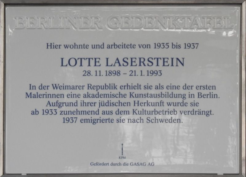 Gedenktafel für Lotte Laserstein