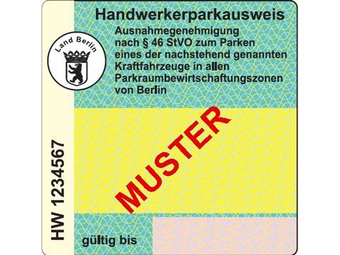 Handwerkerparkausweis - Muster