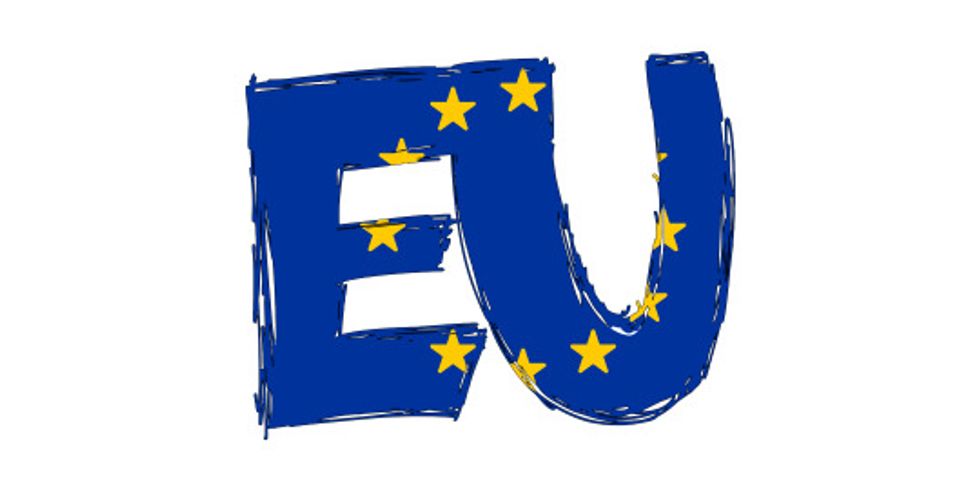 Buchstaben EU mit Flaggentextur