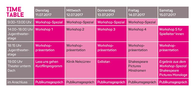 Bildvergrößerung: Werkschau Jugendtheater Volume No3, Timetable