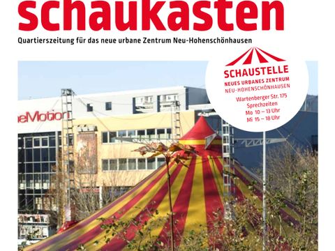 Titel der Quartierszeitung Schaukasen Nr. 3, 2023, für das neue urbane Zentrum Neu-Hohenschönhausen