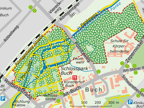 Bildvergrößerung: Karte des NSG Schlosspark Buch und angrenzende Waldfläche
