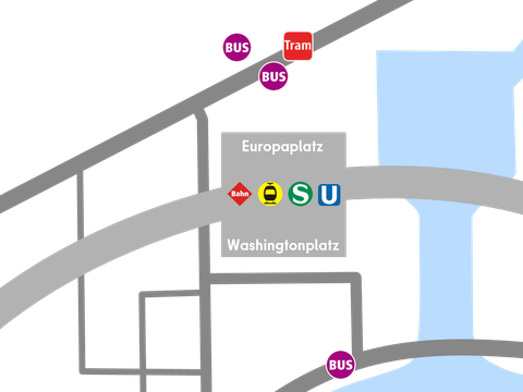 Karte des ÖPNVs am Hauptbahnhof