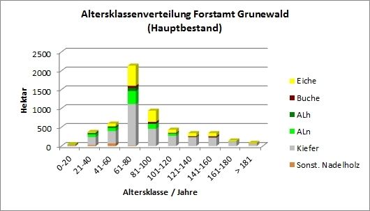 Abb. 9: Altersklassenverteilung Forstamt Grunewald (Hauptbestand) 