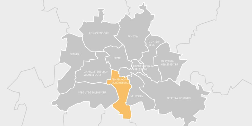 Berlin Karte Bezirk Tempelhof-Schöneberg