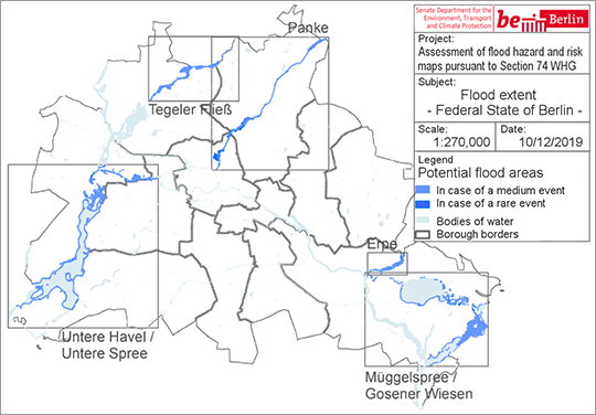 Fig. 2: Flood hazard map locations and extent of flooding