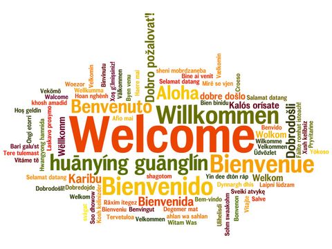 Willkommen als Schriftzug in verschiedenen Sprachen