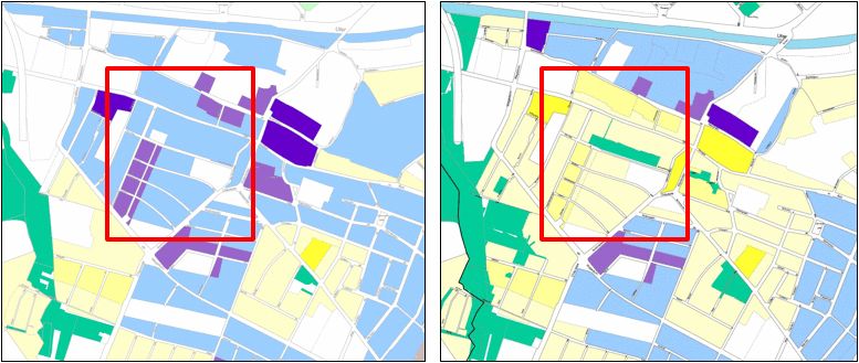 Fig. 3a: Availability development of near-residential public green spaces between 2011 and 2020, Example 1 Altglienicke