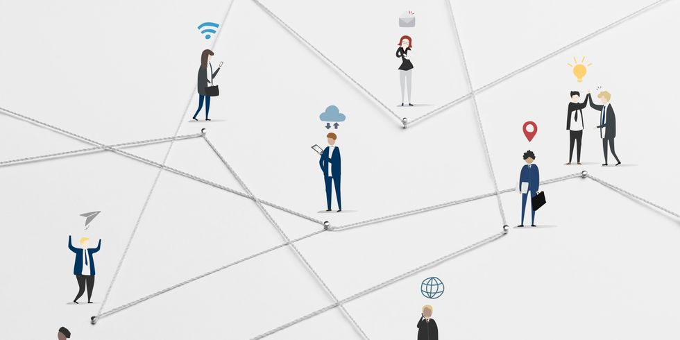 Netzwerk dargestellt mit Verbindungslinien zu verschiedenen Menschen