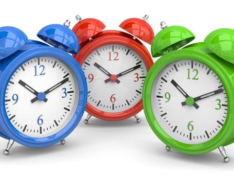 Colourful alarm clocks