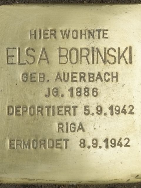 Stolperstein Elsa Borinski, Foto:H.-J. Hupka, 2014