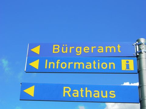 Wegweiser Bürgeramt, Information, Rathaus
