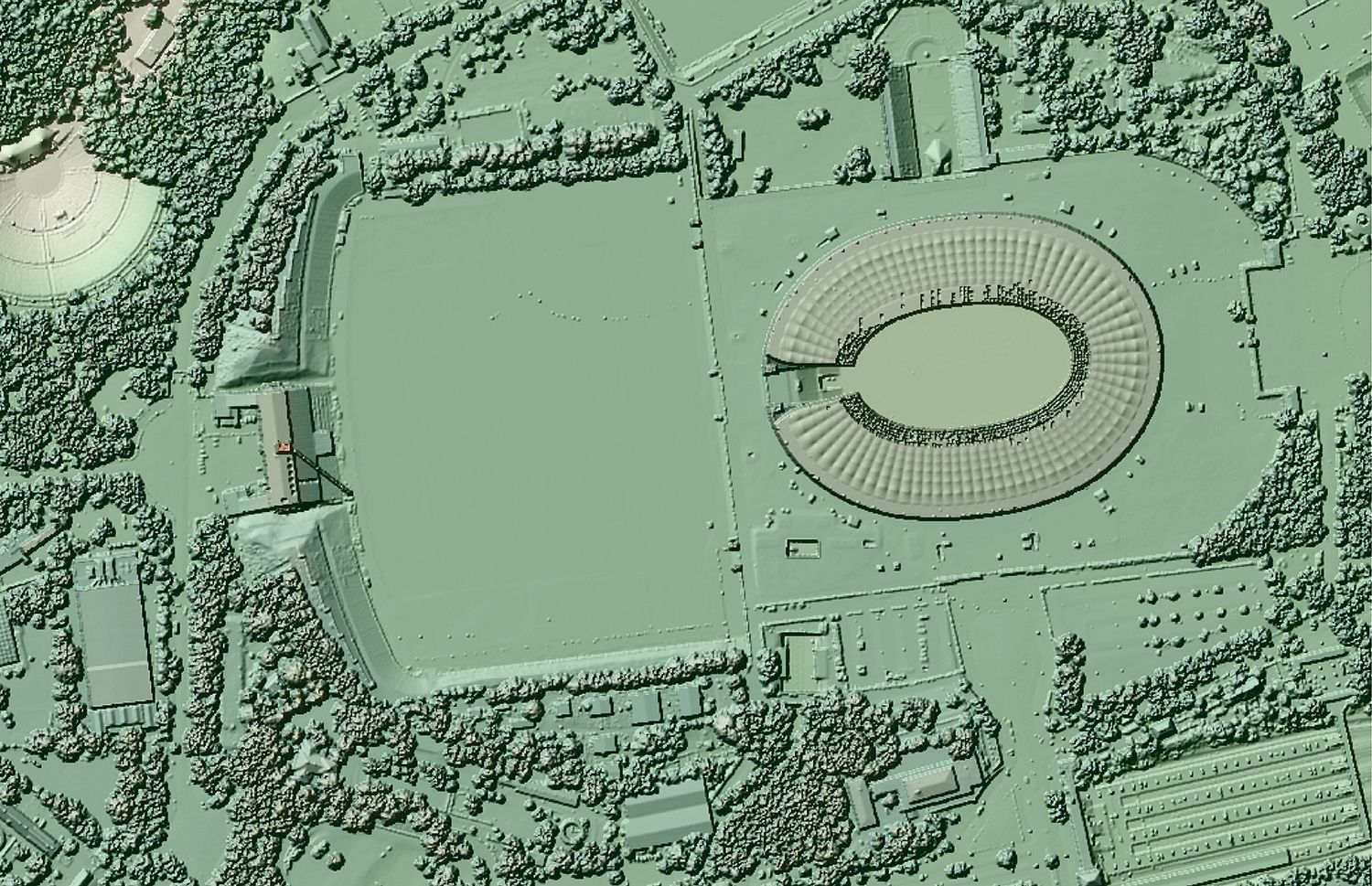 Bildvergrößerung: Airborne Laserscanning Q1/2021 (Schummerungsdarstellung) vom Berliner Olympiastadion