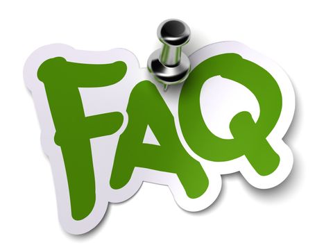 Grüner FAQ-Aufkleber mit Pin