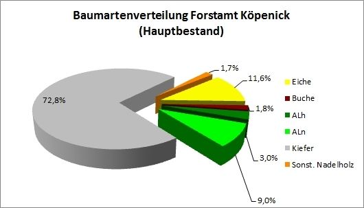 Abb. 10: Baumartenverteilung Forstamt Köpenick (Hauptbestand) 