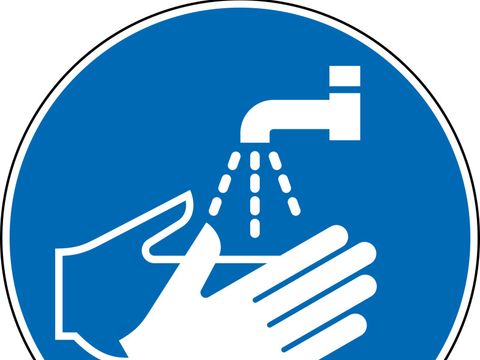 Rundes Schild Händewaschen