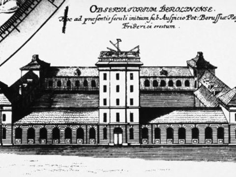 Eine Zeichnung des Gebäudes der Berliner Sternwarte