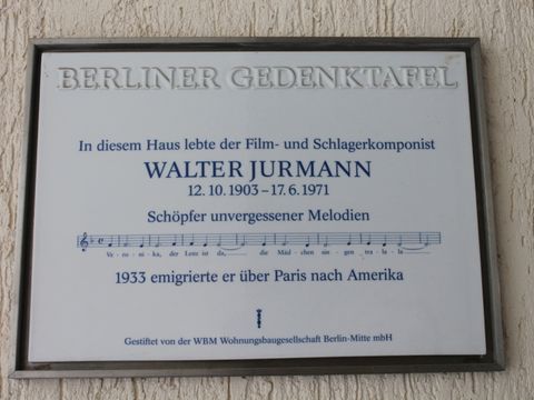 Bildvergrößerung: Gedenktafel für Walter Jurmann