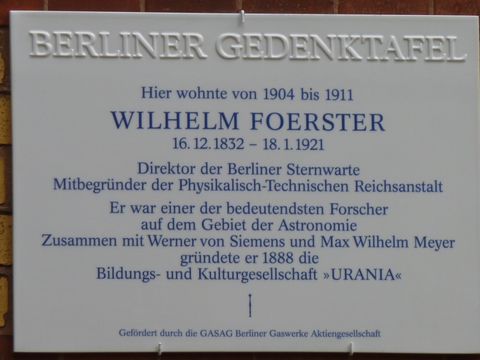 Gedenktafel für Wilhelm Foerster, 6.9.2011, Foto: KHMM