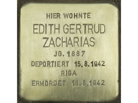 Bildvergrößerung: Stolperstein Edith Gertrud Zacharias