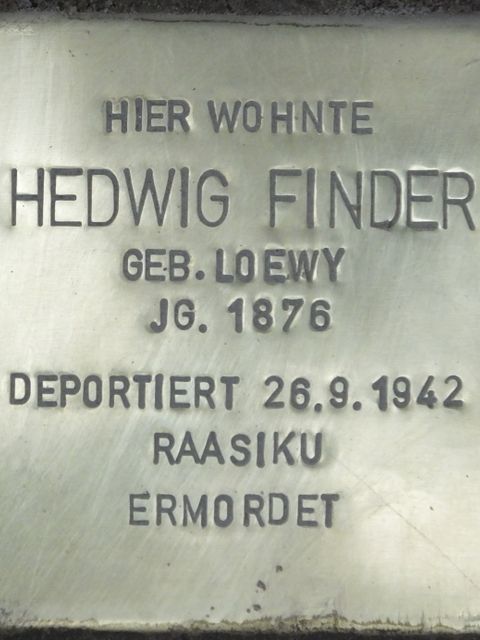 Stolperstein Hedwig Finder , Foto:H.-J. Hupka, 2013