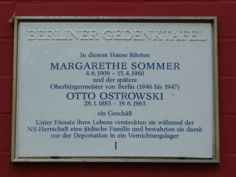 Gedenktafel für Margarethe Sommer und Otto Ostrowski, 10.3.2009, Foto: KHMM