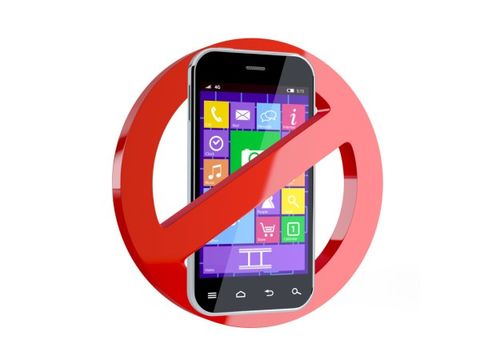 Verbotsschild mit Abbildung eines Smartphones