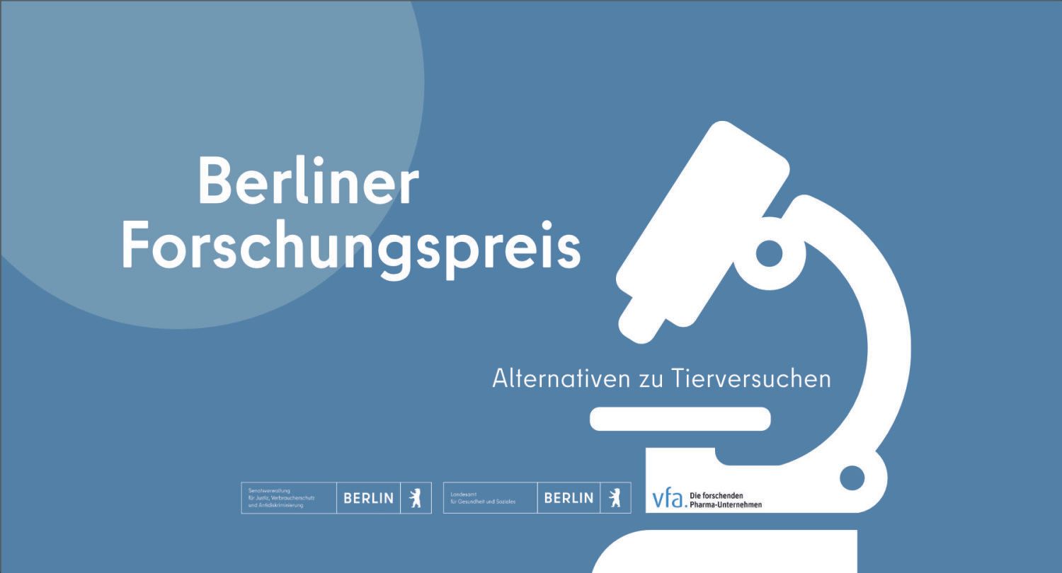 Logo Berliner Forschungspreis mit einem Mikroskop 
