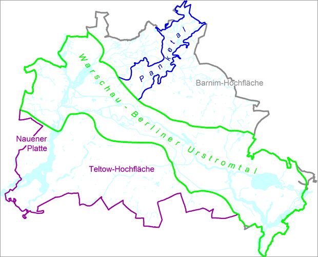 Abb. 2: Gültigkeitsbereich der zeHGW-Karte für das Urstromtal, das Panketal sowie für die Teltow-Hochfläche und die Nauener Platte 