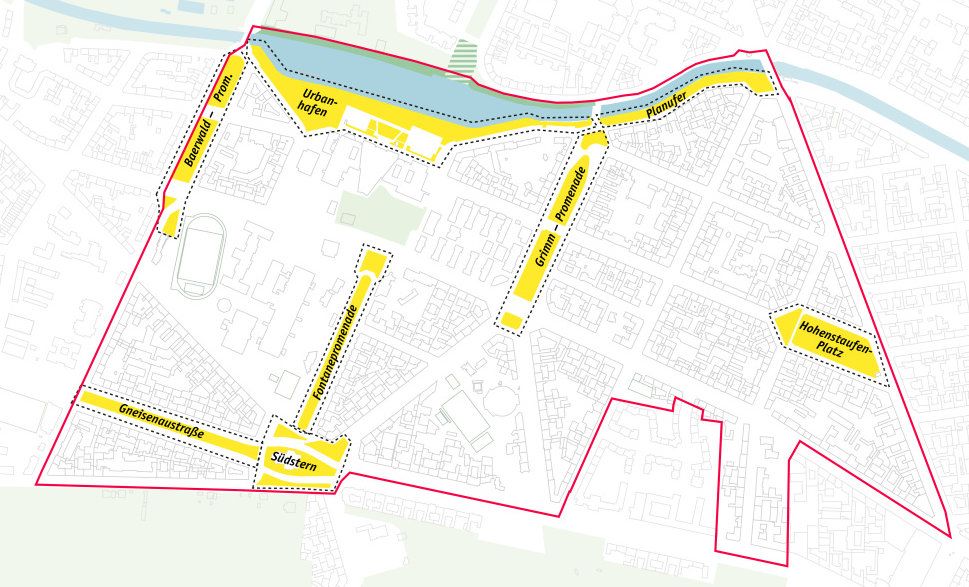 Bildvergrößerung: FEK Urbanstraße - Übersichtsplan mit untersuchten Teilbereichen, 16.07.2021