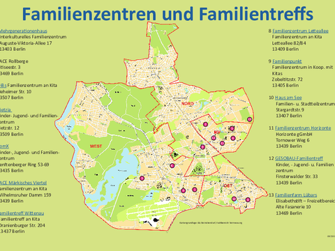 Karte Familienzentren und Familientreffs Reinickendorf 2018