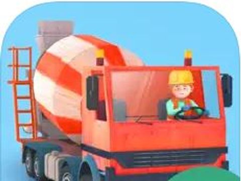 App: Kleine Bauarbeiter. Bagger und Laster für Kinder