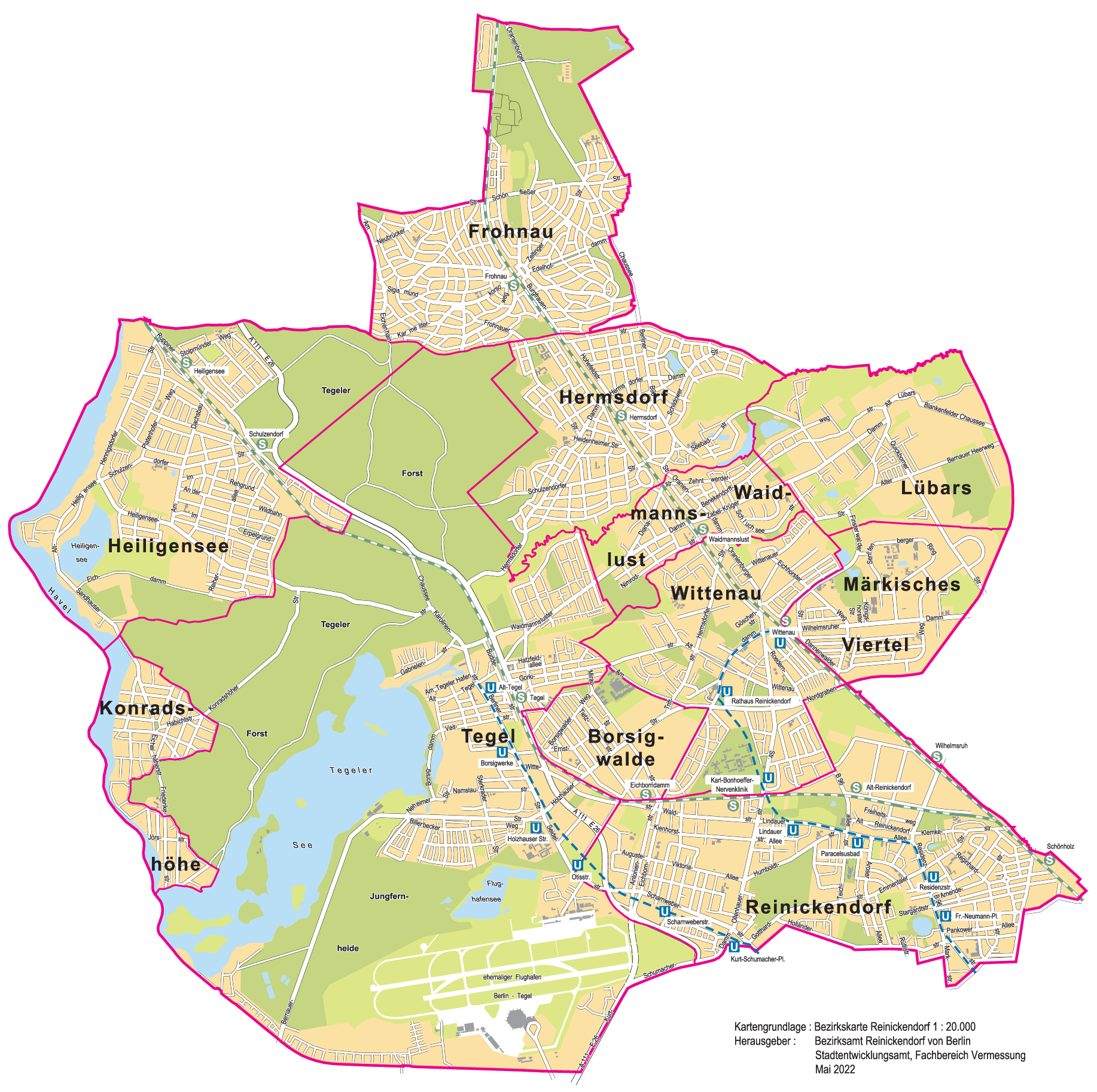 Bildvergrößerung: Übersichtskarte der Ortsteile im Bezirk Reinickendorf