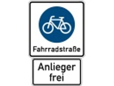 Verkehrsschild Fahrradstraße (Anlieger frei)