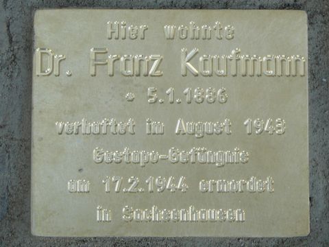 Denkstein für Dr. jur. Franz Kaufmann