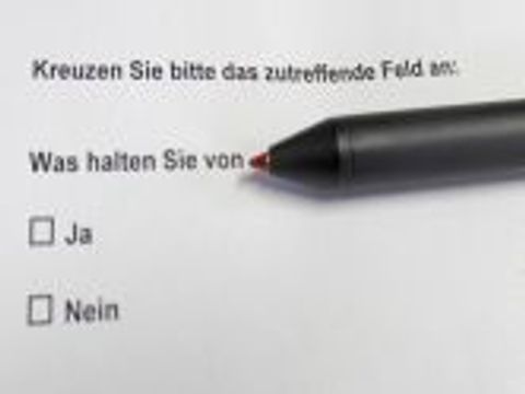 Kugelschreiber auf einem Umfrageformular liegend
