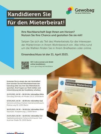 Aushang der Gewobag: Kandidieren Sie für den Mieterbeirat! (2025)