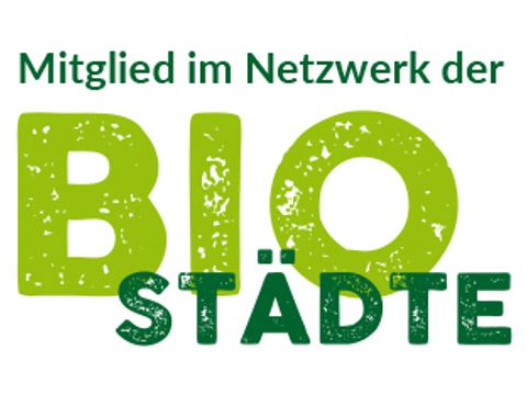 Logo mit der Aufschrift Mitglied im Netzwerk der Biostädte