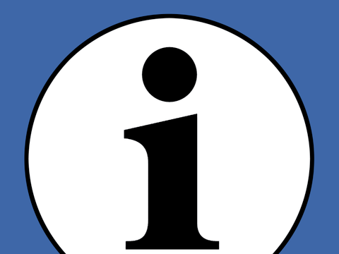Buchstabe 'I' in einem weißen Kreis von blauem Hintergrund umrahmt