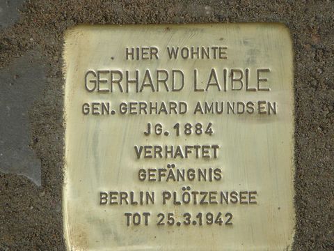Stolperstein für Gerhard Laible (Pseudonym Gerhard Amundsen)