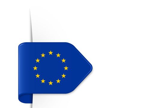 Icon EU-Flagge auf einem Pfeil