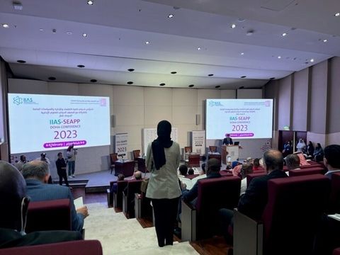 Blick aus einem Hörsaal bei der Konferenz der Dachorganisation IIAS (International Institut of Adminstrative Sciences) in Doha, Qatar