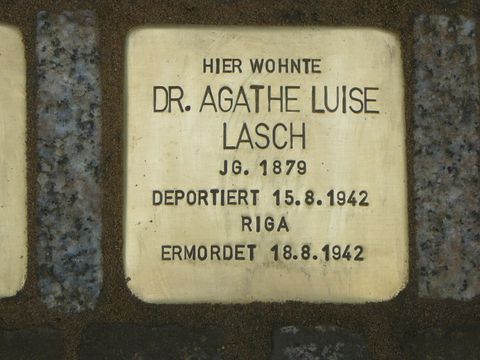 Stolperstein für Dr. Agathe Luise Lasch