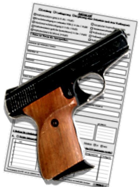 Schusswaffe und Antragsformular