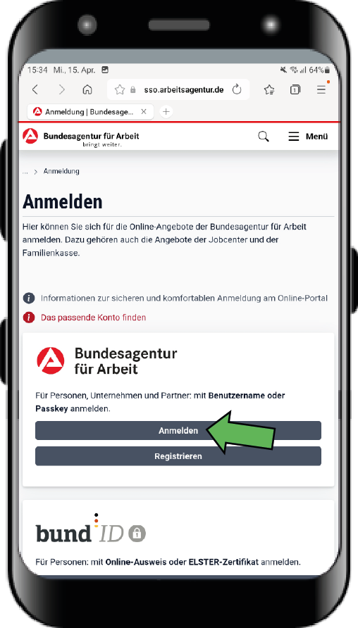 Registrierung im Online-Portal mit Verknüpfung der BA-Secure App 08