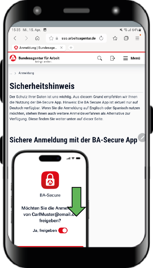 Registrierung im Online-Portal mit Verknüpfung der BA-Secure App 10