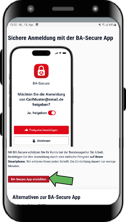 Registrierung im Online-Portal mit Verknüpfung der BA-Secure App 11