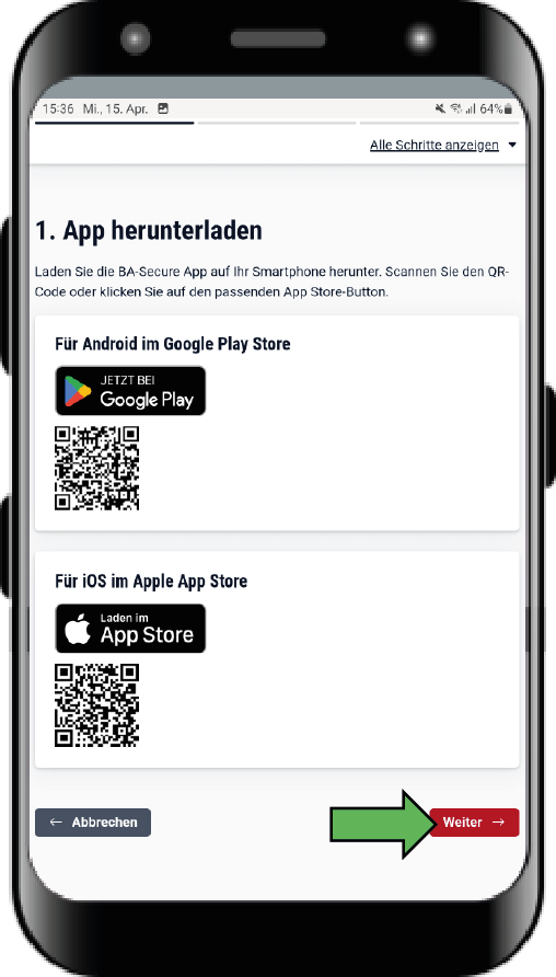 Registrierung im Online-Portal mit Verknüpfung der BA-Secure App 12