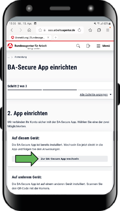 Registrierung im Online-Portal mit Verknüpfung der BA-Secure App 13